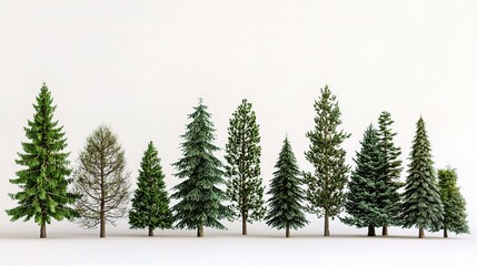 Fototapeta premium A Collection of Various Isolated Trees on a White Background Perfect for Nature and Landscape Themes in Creative Projects and Commercial Use