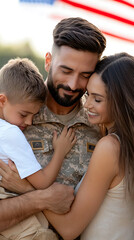 Fototapeta premium Families celebrate united states independence day with joyful reunions
