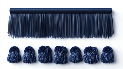 Blue Fringe and Tassel Trim: Decorative Fabric for Crafts and Home Decor