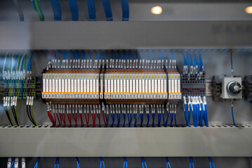 Electrical control wire system in cabinet for electrical switchboard panel
