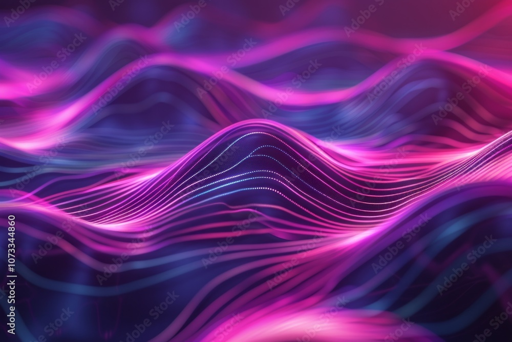 Canvas Prints experience the elegance of a wave of glowing lines, small particles flowing seamlessly in an abstrac