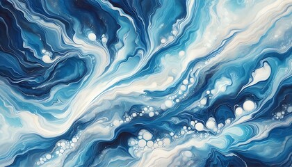 Obraz premium Ocean Blue Marble with White Swirls background