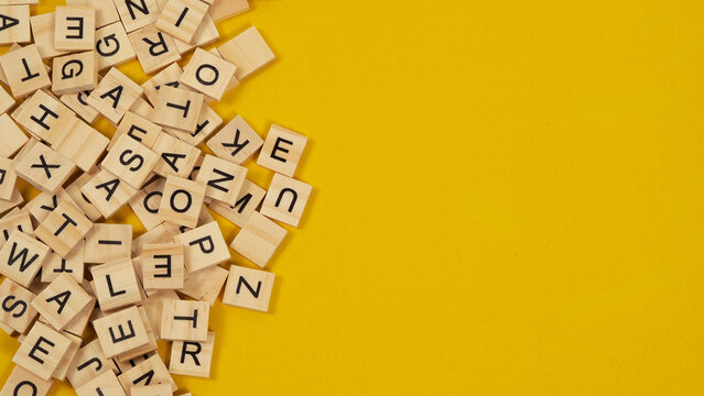 Scramble game isolated on yellow background.