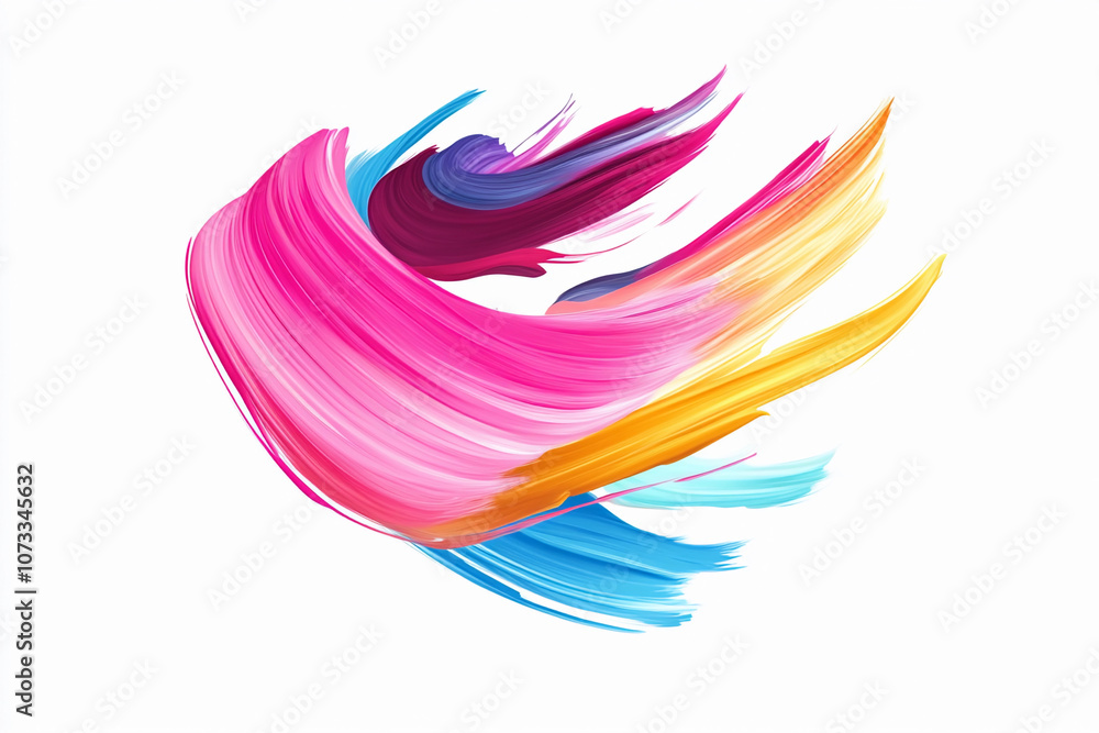 Poster Abstract colorful brush strokes creating dynamic movement