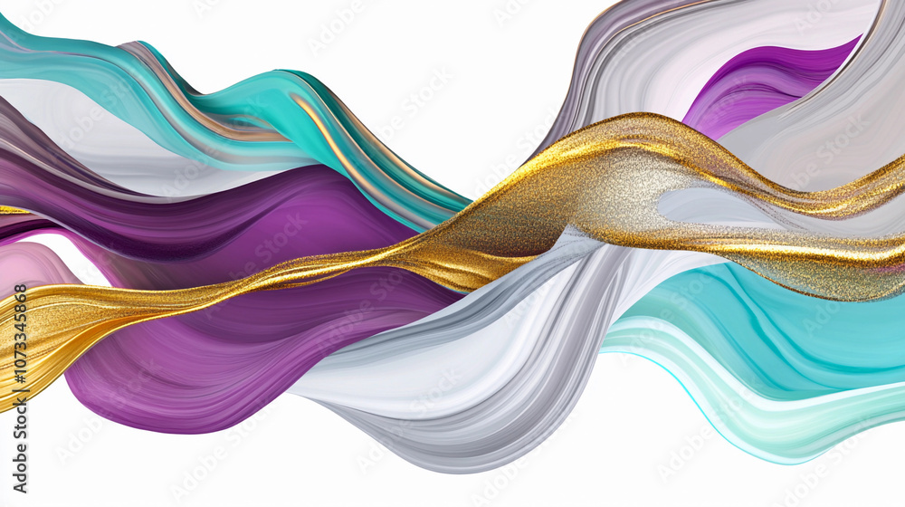 Poster colorful abstract waves in soft hues flow gracefully across canvas