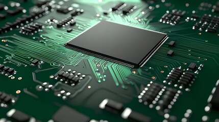 Obraz premium Abstract circuitry network displayed in microchip pattern, forming a tech-related texture suitable for advertisements, posters, and digital designs