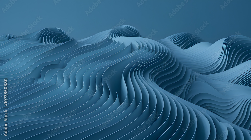 Aufkleber abstract representation of rolling waves in shades of blue with flowing curves and intricate texture