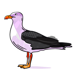 Seagull on a white background in a minimalist design, ideal for prints, posters, printing on clothes and as a design element