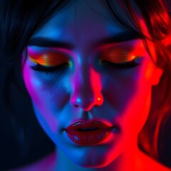 Vibrant Neon Portrait with Dramatic Lighting