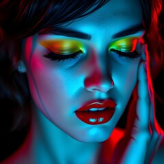 Vibrant Neon Portrait with Dramatic Lighting