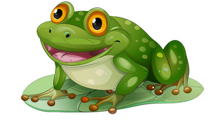 Fototapeta premium animated frog with big eyes and a wide smile