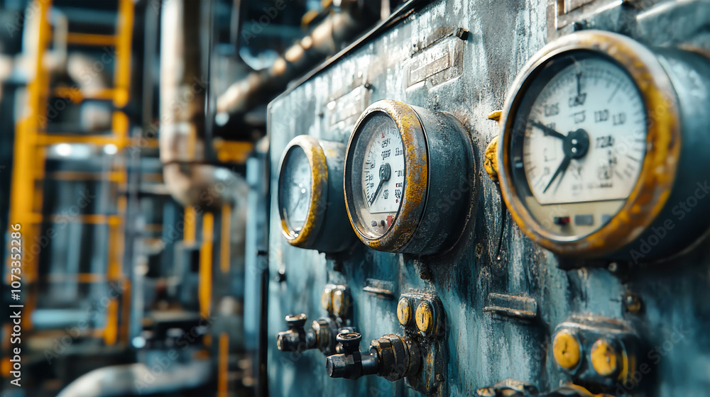 Poster an engineer monitors equipment conditions with sensors and instruments at an industrial plant using 