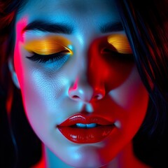 Vibrant Neon Portrait with Dramatic Lighting