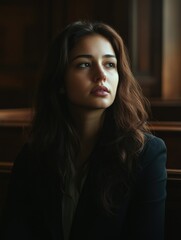 Contemplative Female Portrait with a Modern and Professional Aesthetic