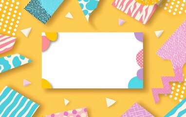 Playful washi tape frame with vibrant patterns, white center for text, dynamic and cheerful design for creative projects