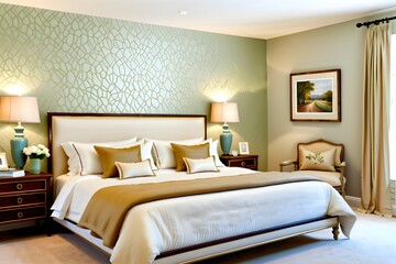 French style double bedroom interior design