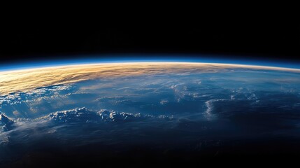 Fototapeta premium A stunning view of Earth from space, showcasing the blue hues of the atmosphere and the swirling white clouds.