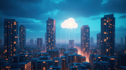 Naklejka premium Modern Finance Revolutionized by Secure Cloud-Based Transactions