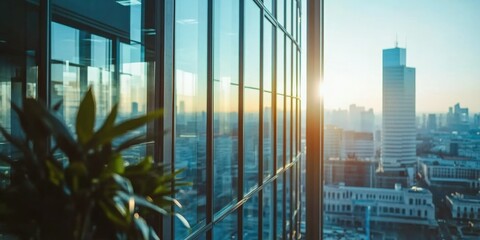 Urban Sunrise View from High Rise Office