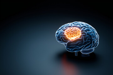 3D illustration of a brain with highlighted areas representing stress, symbolizing mental health risks