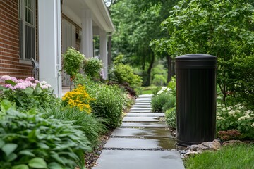 Obraz premium Home with a rainwater harvesting system installed – Highlighting sustainable living, water conservation, and eco-friendly home design solutions