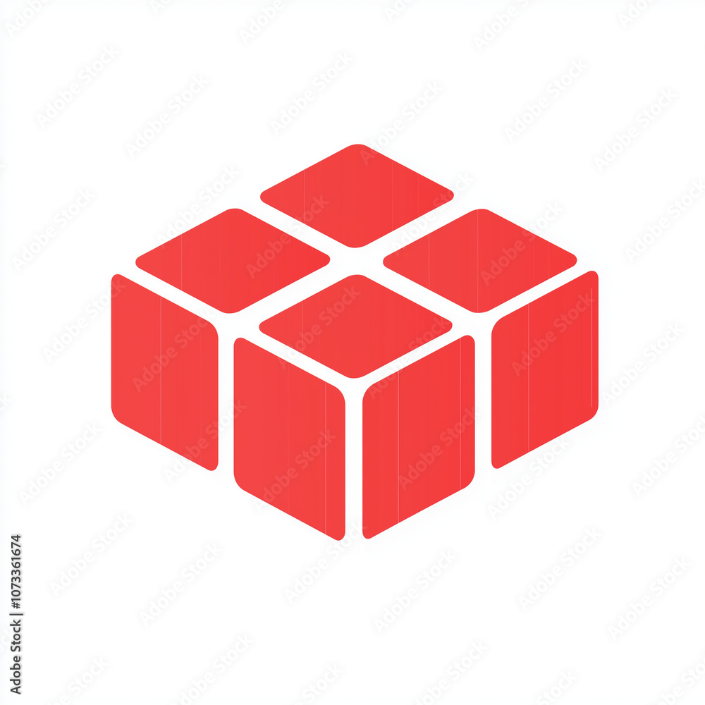 Poster red 3d cube abstract geometric shape design