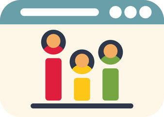 Statistical bar chart with user icons representing customer analysis on a website