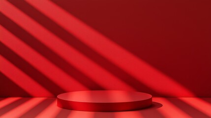 A vibrant red backdrop with dramatic light and shadow creates a striking atmosphere for creative presentations.