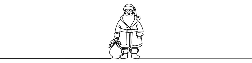 Obraz premium Continuous line drawing santa claus. Christmas illustration vector.
