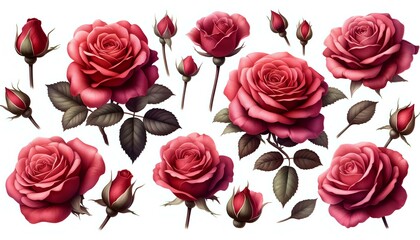 Obraz premium Collection of Red Roses in Various Stages of Bloom