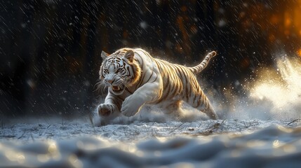 white tiger running