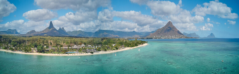 Aerial panoramic view of gorgeous Mauritius island, Africa