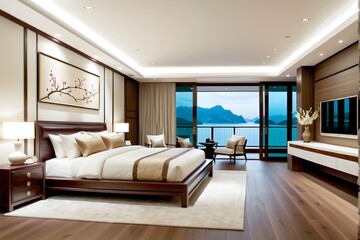 Beautiful traditional Chinese style bedroom interior design.