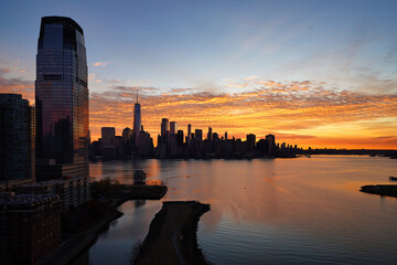 Sunrise over Manhattan, New York.