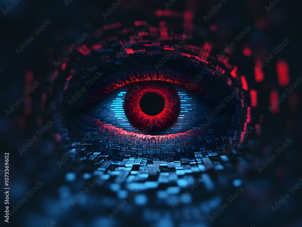 Aufkleber abstract representation of a futuristic eye surrounded by digital elements, symbolizing technology, 