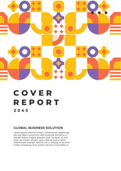 Vibrant Modern Business Flyer Design with Geometric Patterns. Ideal for global business reports, catalogues, or corporate presentations. Highlights creativity, innovation, and contemporary style