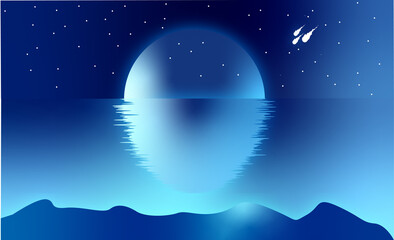 moon night in the sea background