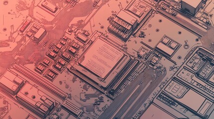 Obraz premium Seamless microchip texture, showcasing electronic circuit designs with intricate details, providing a modern tech-inspired backdrop for various digital projects