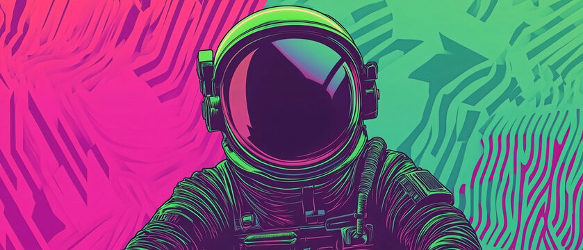Astronaut in a Retro Futuristic Design with Vibrant Colors