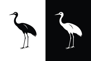 Crane bird icon on White Background Vector Art Illustration on white background.