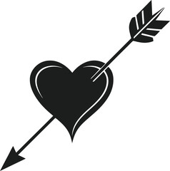 Heart with Arrow Silhouette Vector - Love and Romance Valentine's Day Illustration