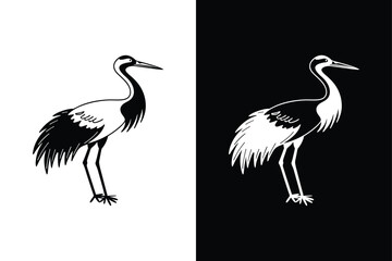 Fototapeta premium Crane bird icon on White Background Vector Art Illustration on white background.