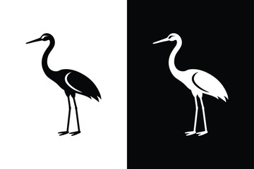Crane bird icon on White Background Vector Art Illustration on white background.