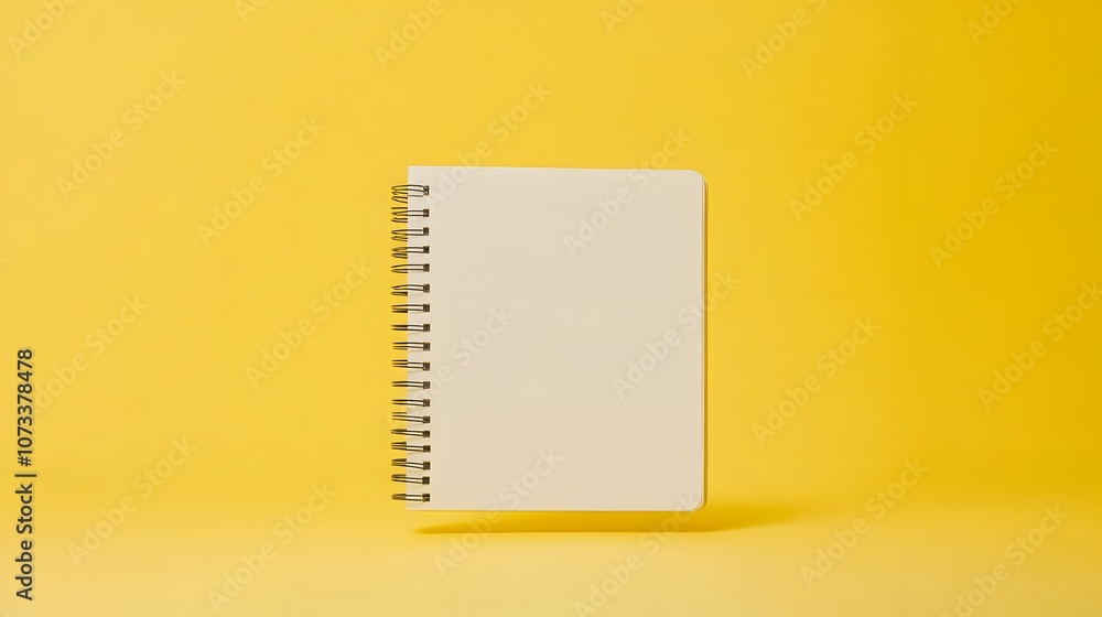 Poster spiral-bound notebook with an open page and a pen on top – representing creativity, writing, and the