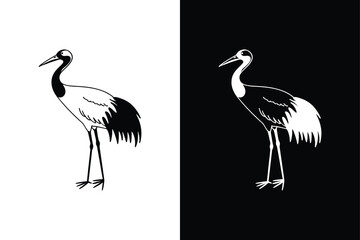 Crane bird icon on White Background Vector Art Illustration on white background.