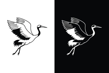 Crane bird icon on White Background Vector Art Illustration on white background.