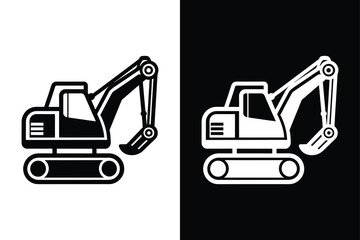 Construction Excavator icon isolated on on White Background Vector Art Illustration on white background.