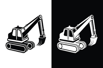 Construction Excavator icon isolated on on White Background Vector Art Illustration on white background.