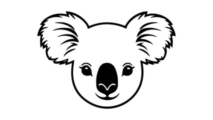 cute girl koala head/face vector outline simple illustration