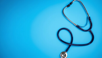 Medical Stethoscope on Blue Background - Healthcare and Medical Equipment Concept, stethoscope, healthcare, doctor, blue background.